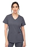 SOULFUL SCRUBS for Women 3 Pocket, Women Scrubs Top V-Neck Regular fit - Stylish Medical Scrub Tops for Women 3000 Cynthia- Large Pewter