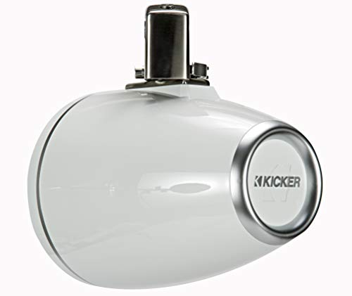 Image of KICKER KMTC65W 6.5 inch Loaded Marine Wake Tower Enclosures with 45KM654L Speakers - White Grills and Enclosures
