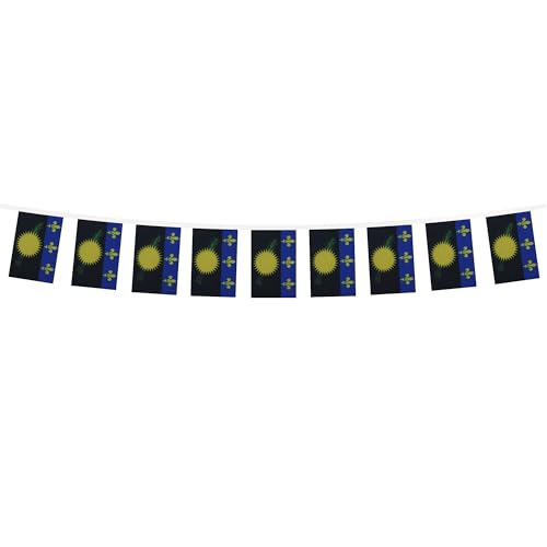 Image of AZ FLAG Guadeloupe 6 meters BUNTING Flag 20 flags 9'' x 6'' - French region of Guadeloupe STRING flags 15 x 21 cm