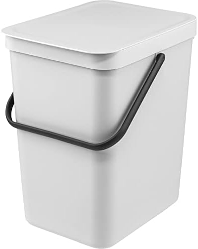 Brabantia - Sort & Go Kosz na Śmieci 3L - Mały Pojemnik na Śmieci - Pokrywa Stay Open - Uchwyt do Przenoszenia - Łatwy do Czyszczenia - na Blacie Kuchennym lub pod Zlewem - Fir Green - 19 x 14 x 18 cm