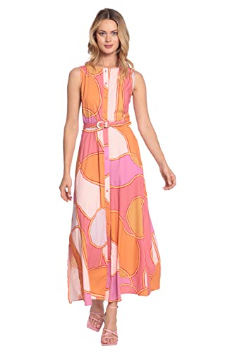 Donna Morgan Women's Sleeveless Button Down Maxi Dress, Dark Rose/Gold, 6