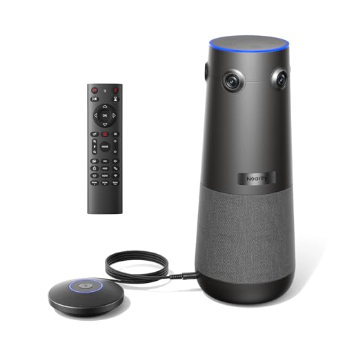 NEARITY 360 Alien 4K Webcam für Videokonferenz, 3 KI-Modi, 6 Mics mit Geräuschunterdrückung, Auto-Framing, 8MP Videokonferenzkamera mit Mikrofon und Lautsprecher für Zoom/Teams/PC/Laptop/SmartBoard
