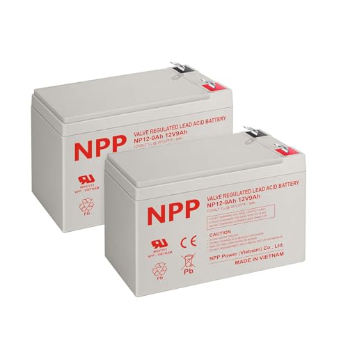 NPP 12V 9Ah 12 Volt 9 amp SLA Sealed Lead Acid Rechargeable (NP12-9Ah-F1(2PCS))