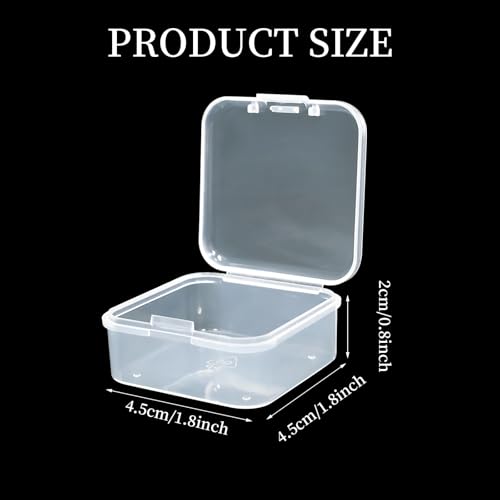 Image of 54 Pcs Clear Small Plastic Containers with Hinged Lid 1.8 x 1.8 x 0.8 Inches Transparent Storage Boxes for Organizing Jewelry, Beads, Crafts, and Small Items