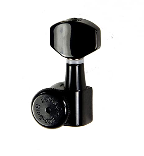 Hipshot Grip-Lock Enclosed 6 in line Left Hand/Reverse non-staggered post Black locking tuner