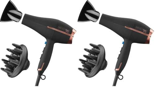 Image of Infiniti PRO by CONAIR Hair Dryer,1875W Blow Dryer with Diffuser and Concentrator,Ceramic Technology,3 Heat & 2 Speed Settings,Cold Shot Button,Black,(Pack of 2)