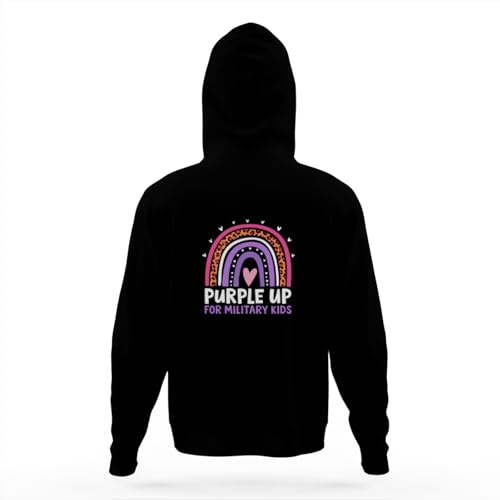 Cool Purple Up for Military Kids Month Military Child Rainbow Hoodies for Teen Girls Boys Kangaroo Pocket Sweatshirt4