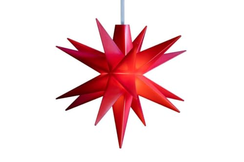 ZICOM LED Weihnachtsstern Mini-Stern 18-Zacken wetterfest, rot Ø 8cm,Timer 6h, mit Batteriefach für 3xAA, 4,5V, Innen und Außen für Weihnachten, Hochzeiten, Party, Dekoration, Geschenkidee