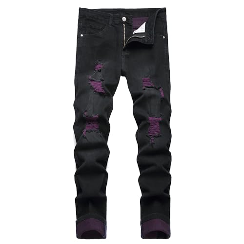 Mens Slim Fit Jeans 5 Pockets Stretch Skinny Denim Pencil Pants