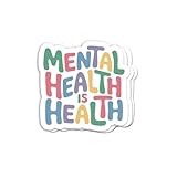 (3Pcs) Mental Health is Health Sticker - Supportive Wellness Awareness Decals for Laptop Water Bottle Journal - Gentle Encouraging Message Artwork Promoting Balance Understanding & Healing Compassion