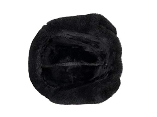 Image of Leather Aviator Shearling Ushanka Trapper Hat Russian Sheepskin Cap Real Fur Winter Hat with Ear Flaps for Men Women
