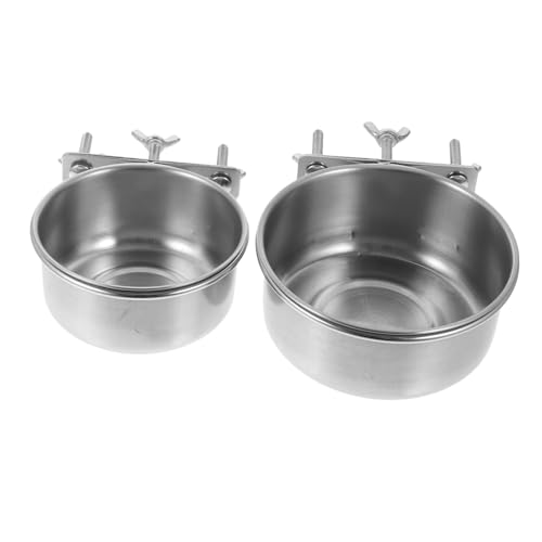 POPETPOP 2個 ステンレス製ペットぶら下げボウル 耐久性と 性確保 大容量でこぼれにくい 犬猫用 ケージ取り付け可能 清掃簡単で衛生的