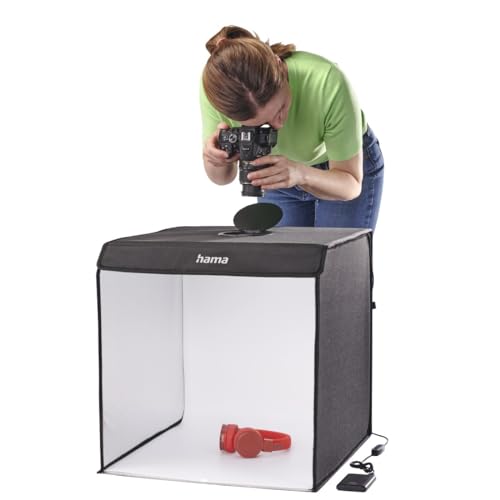 Hama Fotobox, 50x50 cm (Fotostudio, Mini Fotostudio, Lichtbox, Light Box, Light Box mini, White Box, Greenscreen, Lichtzelt, Fotow&uuml;rfel, f&uuml;r Produktfotografie, Influencer Zubeh&ouml;r, mobil, faltbar) wei&szlig;