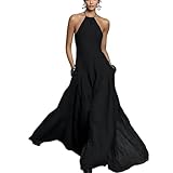 Maxikleid Damen Elegant Abendkleid Lang Brautjungfernkleider Neckholder Kleid Rückenfrei Festkleid A Linie Kleid Ärmellos Damenkleider Festlich Cocktailkleid Hochzeitsgast
