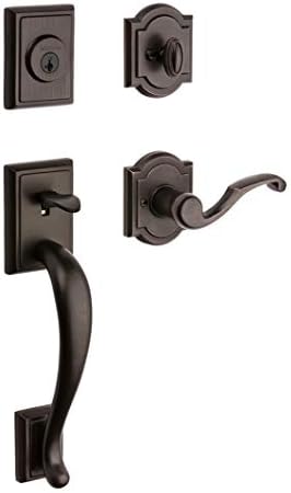 Baldwin Pistoria, Front Entry Handleset with Interior Lever, Featuring SmartKey Deadbolt Re-Key Technology, in Venetian Bronze