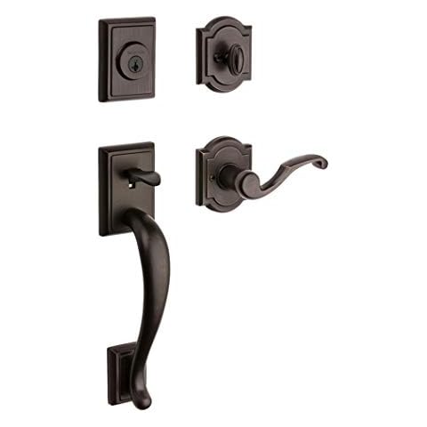 Baldwin Pistoria, Front Entry Handleset with Interior Lever, Featuring SmartKey Deadbolt Re-Key Technology, in Venetian Bronze Cover