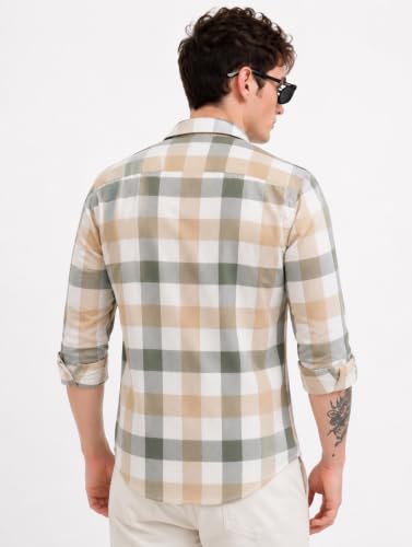 Image of Youth First Men's Cotton Blend Casual Shirt | Regular Fit Solid Full Sleeve Button Down Collared Shirts | Comfortable Formal Office Business Casual for Men
