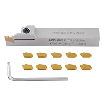 Accusize Industrial Tools 5/8 Heavy Duty Indexable Grooving Cut-Off Holder, Nickel Plated, with 11 Gtn-3 Tin Coating Carbide Inserts, 2415-5028INS