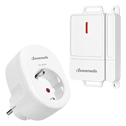 DEWENIWLS Funk-Abluftsteuerung mit Fenster-Magnetkontakt und Funksteckdose, Fensterschalter mit Fenstersensor für Dunstabzugshaube&Kamin, 3680W Cover