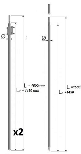 Tiefenerde, Ø 16, Zusammensetzung Heißzink nach DIN 50164-2, Set 1,5 m, 3,0 m, 4,5 m, 6,0 m (Set Ø 16, 4,5 m, 3 x 1500 mm)