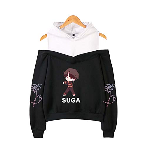 ZIGJOY KPOP BTS Love Yourself Tear Sudadera con Capucha con Sudadera Suga Jin Jimin V Jungkook J-Hope para Fanáticos Negro-Suga M