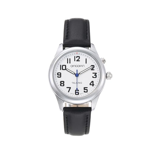 QINGQIAN Big English Talking Watch for Visually impaired Speaks Clear and Loud Time Date and Alarm time Stretch Band is Best Gift for Senior or Blind People (Female)