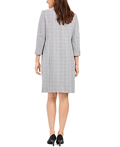 Le Suit Women's Large Plaid Tweed Topper & Seamed Sheath Dress Suit, Black/Ivory, 6 #TOP1