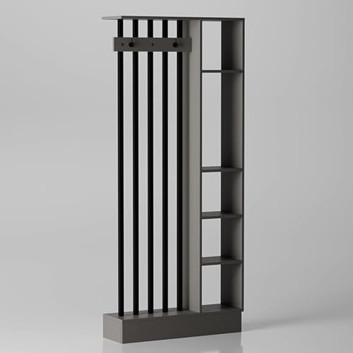 Snaweo Colonna divisoria autoportante in Legno, schermi per pareti divisorie per la Privacy, divisorio per l'ingresso Bagno, divisorio Indipendente, per Hotel e ristoranti(Gray+Black,120x24x202cm)