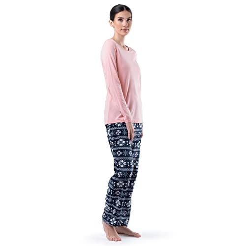 Image of Fruit of the Loom Women's Sueded Jersey Crew Top and Fleece Pant Sleep Set