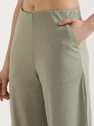 Image of SAADAA Palazzo Pants for Women Half-Elasticated Waistband | Palazzo for Women in Airy Linen Fabric | Regular Fit Mid Rise Waist & Deep Pockets | Versatile Formal & Casual Wear |