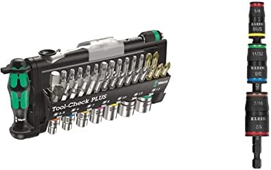 Wera 056490 Tool-Check Plus Bit Ratchet Set with Sockets - Metric & Impact Driver, 7-in-1 Impact Flip Socket Set, 6 Hex Driver Sizes plus a 1/4-Inch Bit Holder Klein Tools 32907