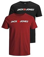 JACK & JONES Men's T-shirt classic brand print on the front Comfortable to wear thanks to pure cotton Short sleeve Auch als Doppelpack mit Preisvorteil erhältlich