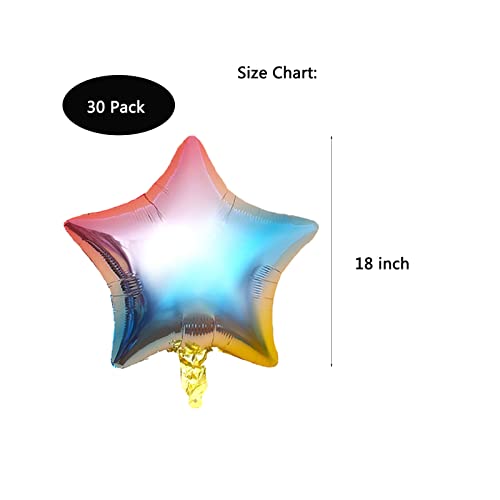 18 Inch Star Balloon,Large Multiple Color Star Foil Balloon Star Decoration 30 Pack #TOP2