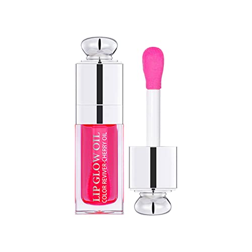 Hydrating Lip Glow Oil Plumping Lip Tint Transparent Lip Care Oil Non-sticky Big Brush Head Glitter Shine Primer Lip Tint 6ML (#03)