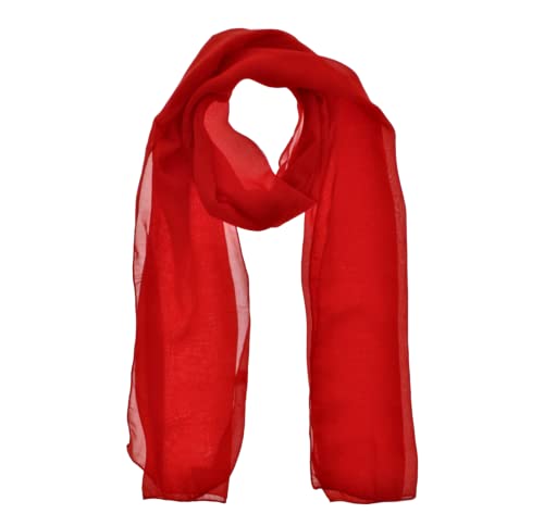 WESTEND CHOICE Ladies Chiffon Scarves Women Plain Neck Scarf Soft Headwrap Girls Headscarf Sheer Wrap womens scarves & wraps 150x45 cm (Red)