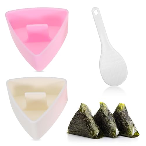 SIWOKJJO 2 moldes Onigiri con forma de triángulo con cuchara de arroz, Nigiri Sushi Maker, Moldeador de bolas de arroz para sushi, restaurante, cocina familiar, principiantes
