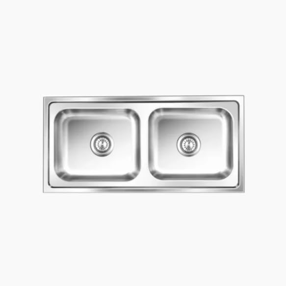 Image of Nirali Kitchen Sink Double Bowl 41 inch x 20 inch 304 Grade Stainless Steel | Sound Proof Double Bowl Kitchen Sink with Waste Coupling Graceful Glory (Matt Finish, 41 inch x 20 inch)