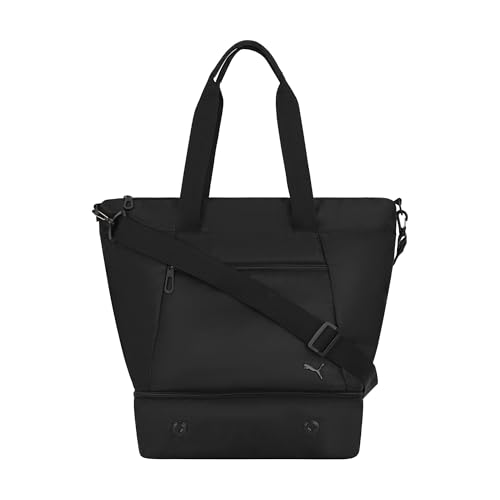 PUMA Womens Lilth Tote Stylish Carryall with Removable Strap Pockets & Bottom Compartment Black OS