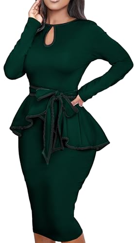 Image of Women's Bodycon Vintage Dresses Elegant Peplum Dresses for Women Business Work Office