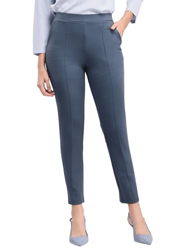 Image of FableStreet Women Formal Trousers | Tapered Fit Mid Rise Ankle Length Design | Solid Pattern & Plain Weave Fabric | Office Wear & Business Casual Pants
