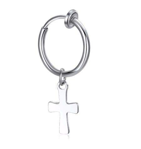 Piercing/Brinco Masculino de Pressão Cruz - 1 PEÇA (Não é o par)