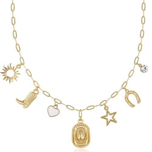 Humble Chic NY Gold Charm Necklace for Women - Paperclip Chain Necklace with Trendy Charms, Chunky Statement Necklace