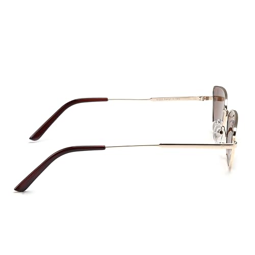 Image of Dervin UV Protected Cat Eye Retro Sunglasses for Women, Metal Frame Shades for Women (Small Size)
