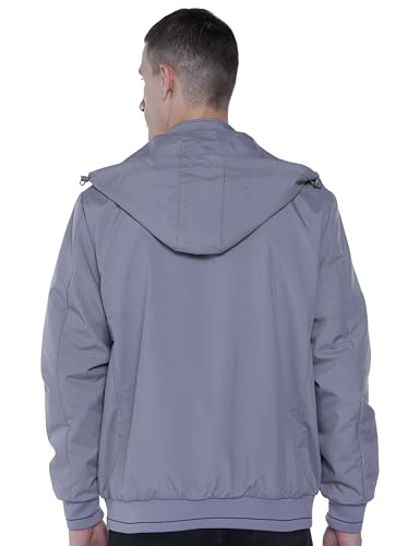 Image of Qube By Fort Collins Men's Light Winter Jacket - Lightweight Hooded Jacket for Men with Detachable Hood | Full Zip Warm All-Season Bomber Jacket with Side Pockets for Winter Wear, Travel & Daily Use