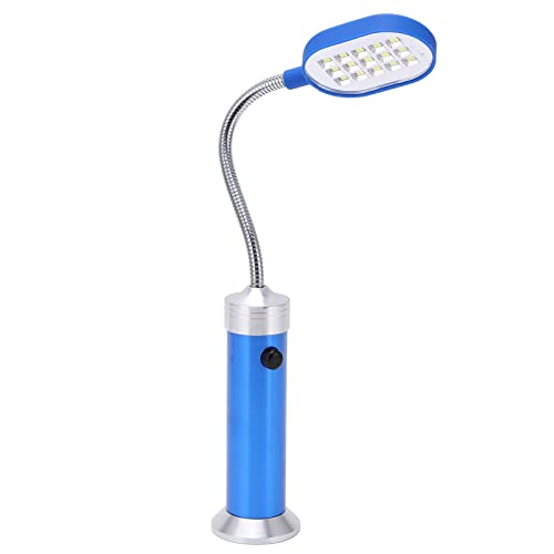 tomvorks 15 LEDs High Brightness Portable Outdoor Work Light with 360° Adjustable Gooseneck, Magnetic Base, Weather Proof. Suitable for BBQ, Biking, Camping, Reading and Fishing (Blue)