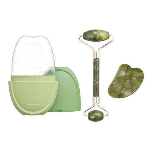 1 Rullo Verde, 1 Rullo A Doppia Testa E 1 Tavola Di Raschiatura Del Corno, Massaggiatore Per Il Viso, Strumento Di Massaggio Manuale, Accessori Per La Cura Del Viso.