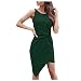 YuAi Femmina Gonna Pull On Polka Dot Largo Stand Collare Tradizionale Bandeaux, Verde, XL