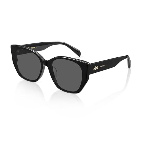 Image of Vintage Cat Eye Sunglasses Trendy Acetate ShadesUV400, Exclusive Brand of EssilorLuxottica, Obsidian Black /Pure Gray Polarized 601