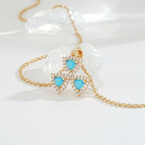Fettero Gold Necklace for Women Dainty Clover Necklace 14K Gold Plated Cute Charm Necklaces Jewelry 3 Leaf Flower Pendant