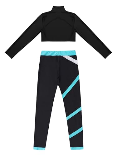 easyforever Kids Girls Long Sleeves Crop Tops And Athletic Leggings Gymnastics Workout Outfits Stylish Dance Clothes Set Green 10 Years4